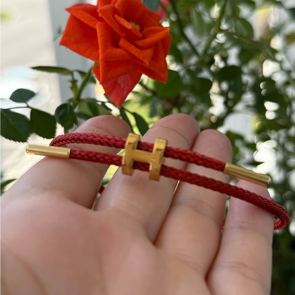 Unisex Red 🔴 Rope Stainless Steel Pull H Bracelet - Picture 9 of 9